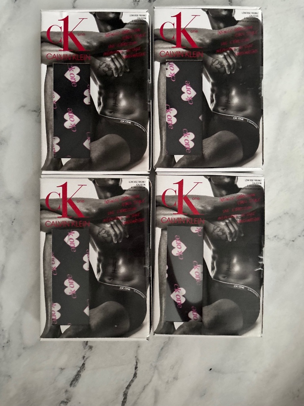 Calvin Klein CK One Black Heart Low Rise Trunk Underwear NB2225 471 Lot of 4